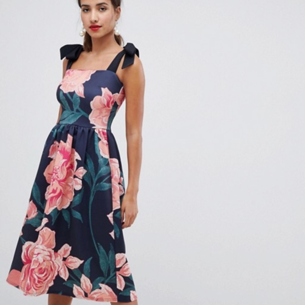 SOLD - NWT True Violet floral tie shoulder dress